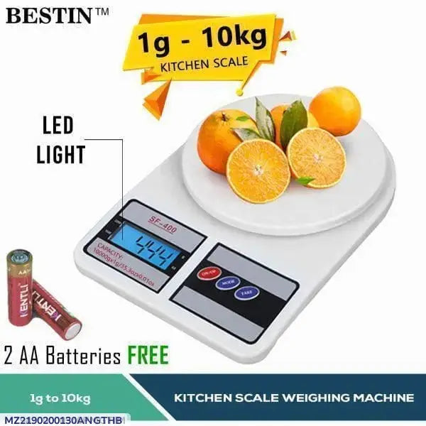 BESTIN™ Digital Kitchen Scale 1g-10kg LED Light Free