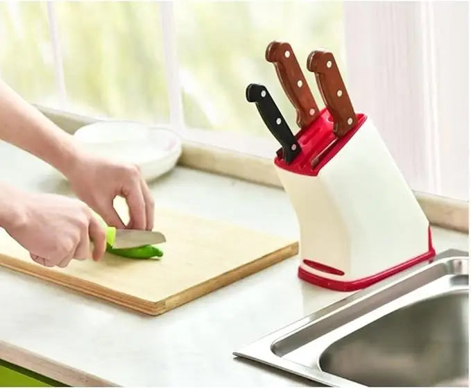 Mess-Free Kitchen Knife Holder – Space-Saving Rack for Knives, Cleaver & Scissors