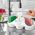 3-in-1 Soap Dispenser with Sponge Holder – Kitchen Sink Organizer with Liquid Soap Pump – Dish Wash Soap Box & Scrubber Stand