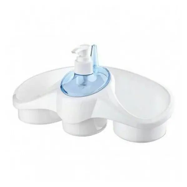 3-in-1 Soap Dispenser with Sponge Holder – Kitchen Sink Organizer with Liquid Soap Pump – Dish Wash Soap Box & Scrubber Stand