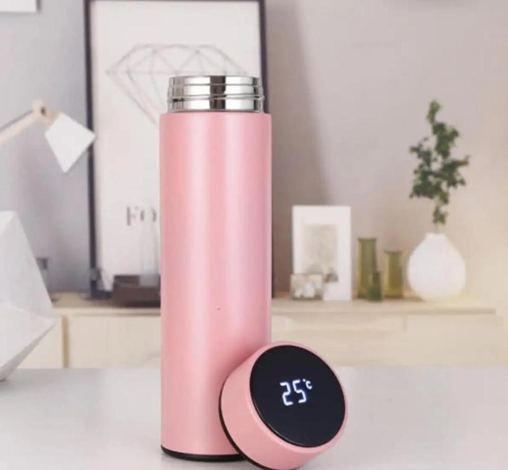 Stainless Steel Thermos 500ml Pink Digital Temp